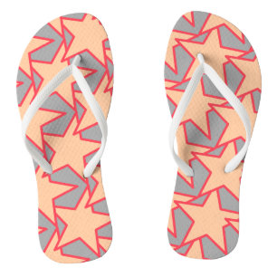 Chinelos Estrela Geométrica Moderna - coral laranja e cinza