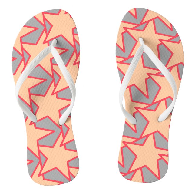 Chinelos Estrela Geométrica Moderna - coral laranja e cinza (Pé da cama)