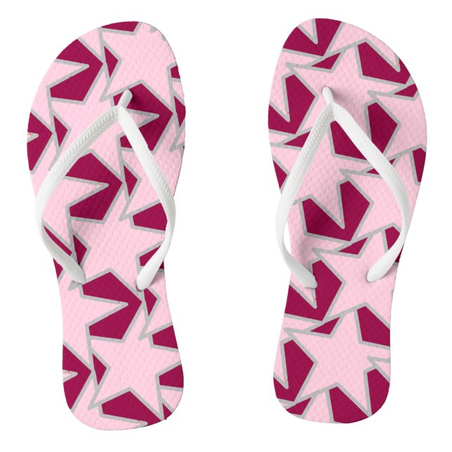 Chinelos Estrela Geométrica Moderna - rosa e burgundy (Pé da cama)