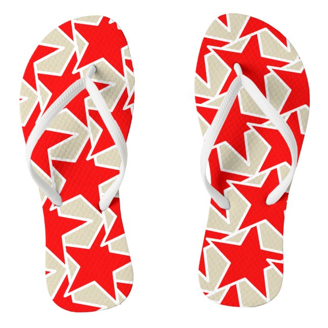 Chinelos Estrela Geométrica Moderna - vermelho profundo e t (Pé da cama)