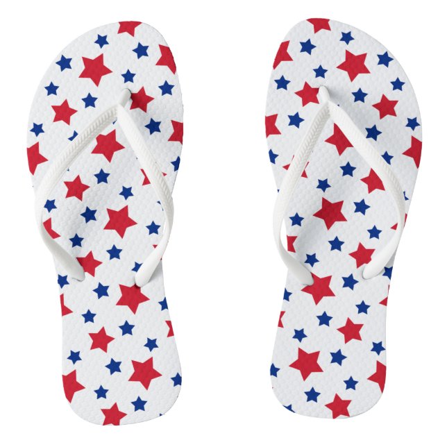 Chinelos Estrelas Patriotas Vermelhas Azul Branco (Pé da cama)