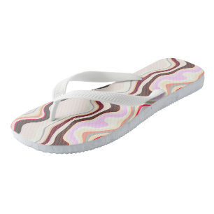 Chinelos Estrias de ondulação rosa e Cinza