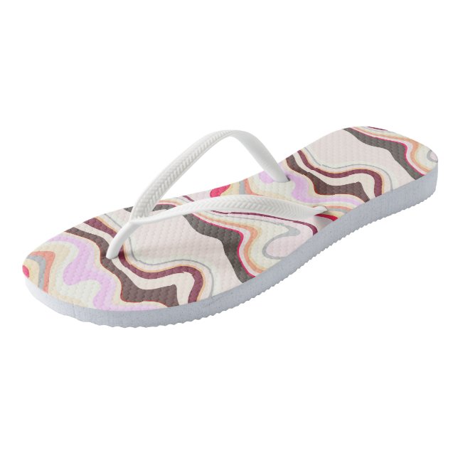 Chinelos Estrias de ondulação rosa e Cinza (Inclinado)