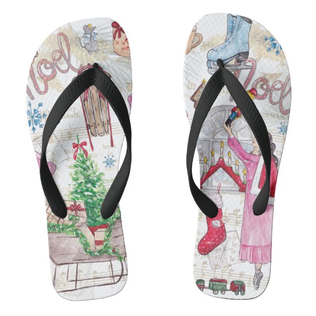Chinelos Fada de Natal, Pintada a aquarela (Pé da cama)