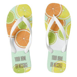 Chinelos Fatias Personalizadas de Fruta Verde de Citros de 