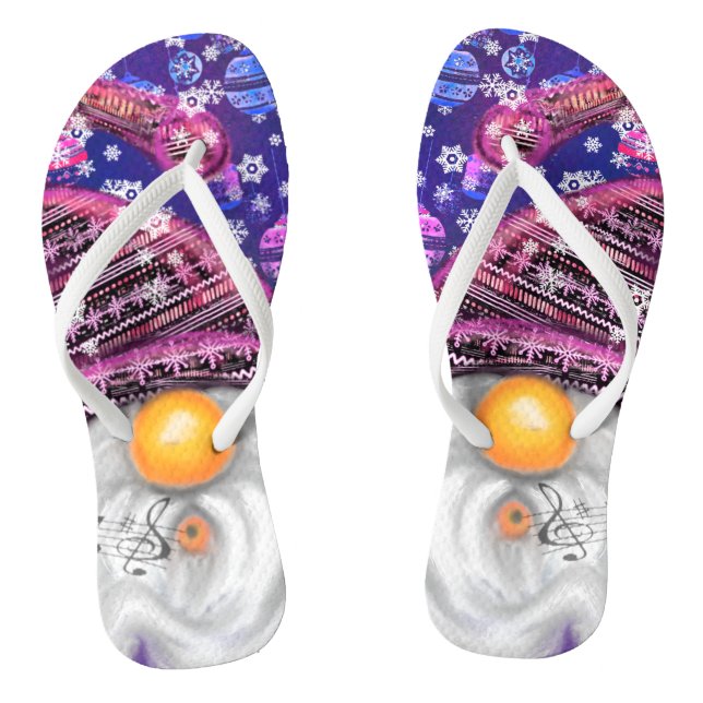 Chinelos Feliz Gnomo Em Roxo Que Canta Uma Canção De Natal  (Pé da cama)