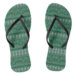Chinelos Feriados de Cinzas Silver Verdes no Natal Elegante