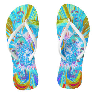 Chinelos Fesestivo Chartreuse e Blue Dahlia Flores