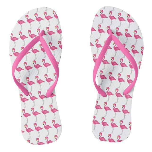 Chinelos Flamingo Tropical Island Beach Impressão (Pé da cama)