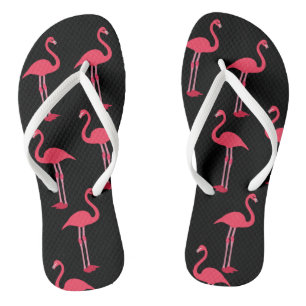 Chinelos Flamingos rosa em preto