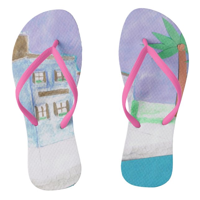 Chinelos Flip-flops com uma Cena de Caribe (Pé da cama)
