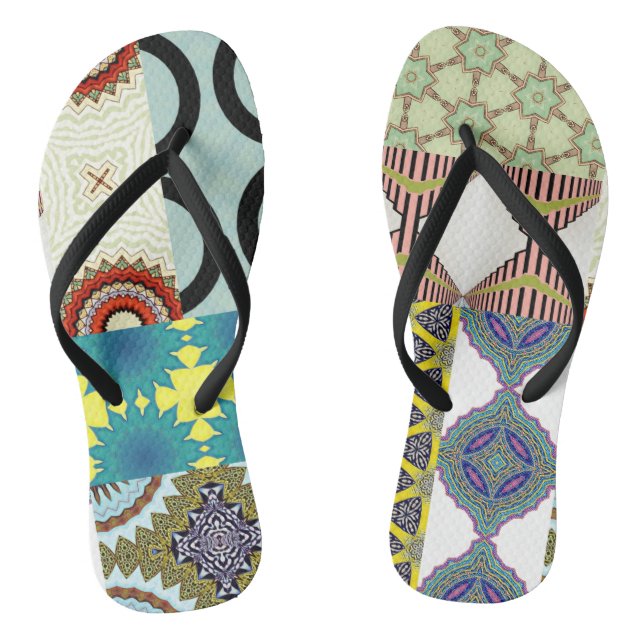 Chinelos Flip-Flops DE COLLAGEM DE DESIGNER CONTEMPORÁRIO (Pé da cama)