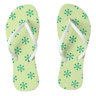 Chinelos Flip-Flops De Padrão De Motif Verde