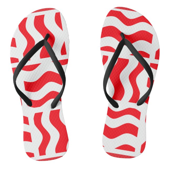 Chinelos Flip-flops Vermelho e Branco com Abstrato Stripes (Pé da cama)