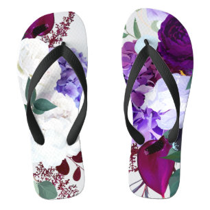 Chinelos Flipflop Sandals Lavanda Hibiscus em Branco