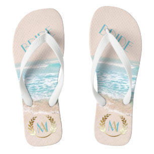 Chinelos FlipFlops da Noiva de Casamento  Praia do Monogram
