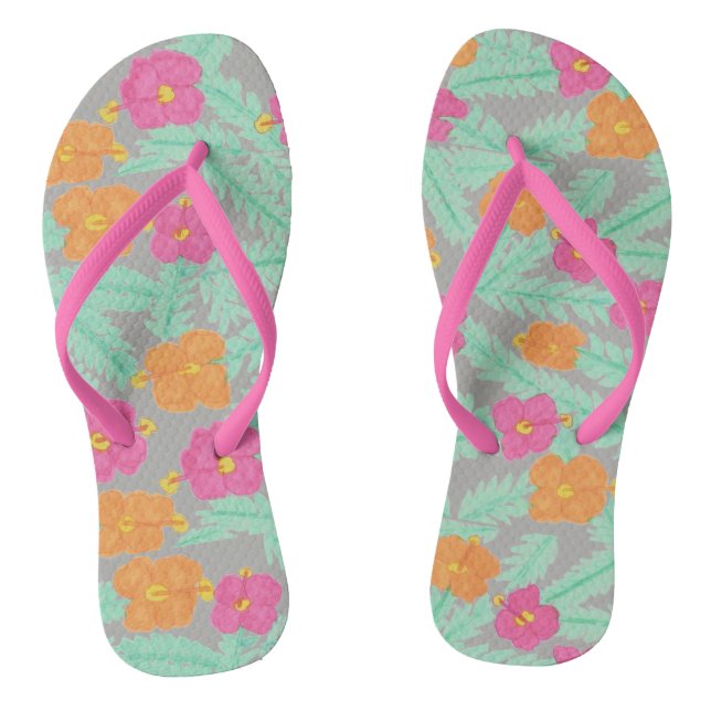 Chinelos FlipFlops de Hibisco Tropical (Pé da cama)
