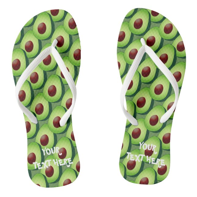 Chinelos Flipflops de praia de impressão de abacate verde p (Pé da cama)