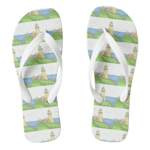 Chinelos FlipFlops Desenhado da Mão do Farol Amarelo