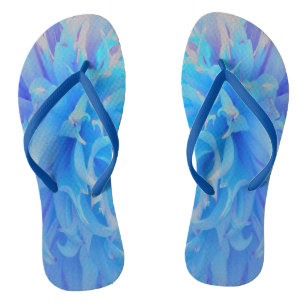 Chinelos Flor de Dália Decorativa Azul Elegante