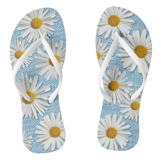 Chinelos Flor de Denim Daisy Lavado - Moda Trendy (Pé da cama)