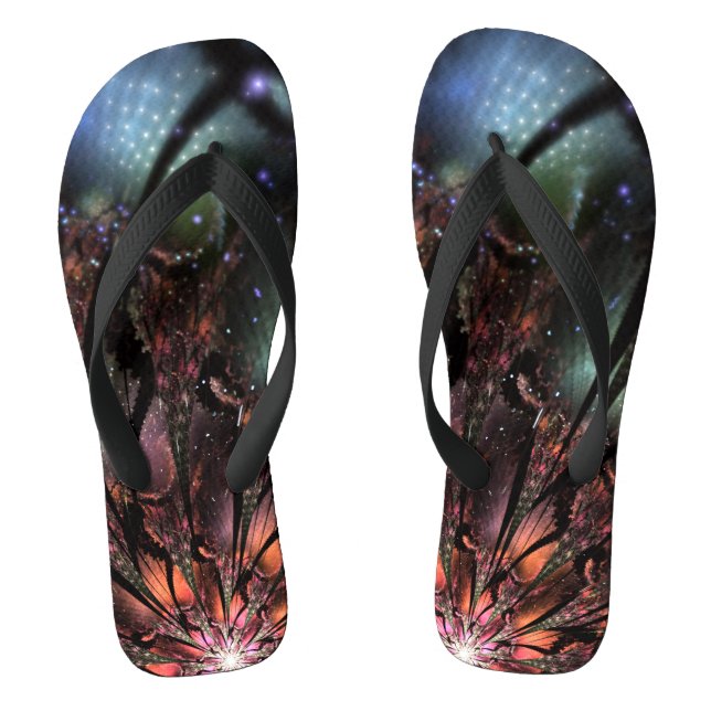 Chinelos Flor de fantasia fractal macia e tenra (Pé da cama)