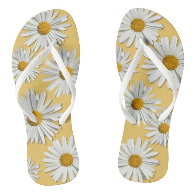 Chinelos Flor de Hippie White Daisy - Moda de Trendy (Pé da cama)