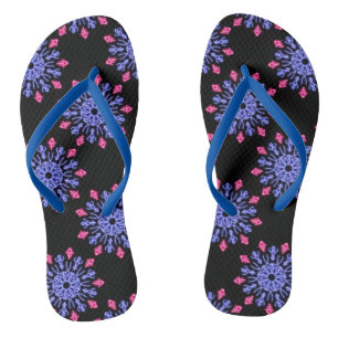 Chinelos Flor de néon azul e vermelha