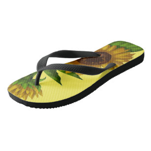 Chinelos flor girassol amarelo natureza