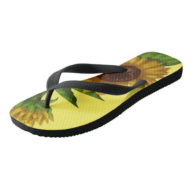 Chinelos flor girassol amarelo natureza  (Inclinado)