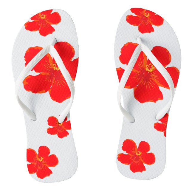 Chinelos Flor Vermelho Flip-Flops (Pé da cama)