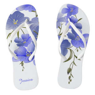 Chinelos Florais Personalizados com Flores Azuis
