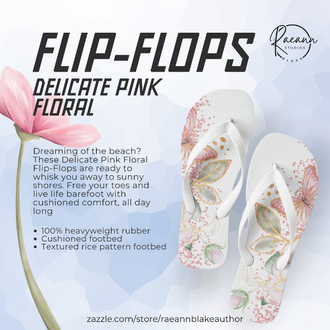 Chinelos Florais Rosa Delicado (Criador carregado)