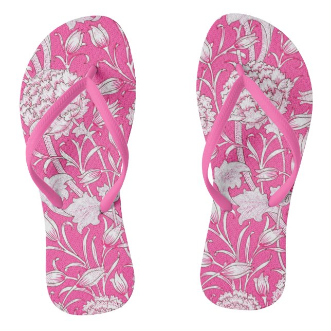 Chinelos Floral brilhante, cor-de-rosa e branca, com tendên (Pé da cama)