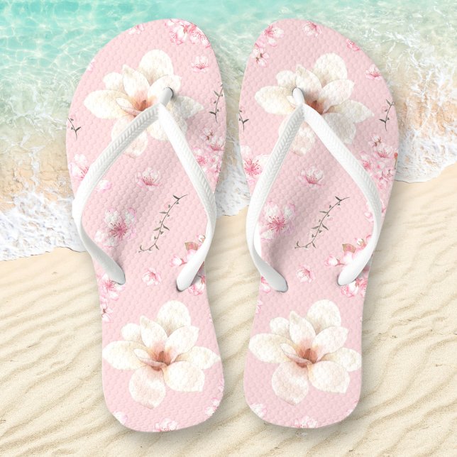 Chinelos Floral Cherry Blossom Rosa (Floral Cherry Blossom Pink Flip Flops)