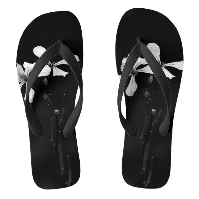 Chinelos floral preto e branco mínimo (Pé da cama)