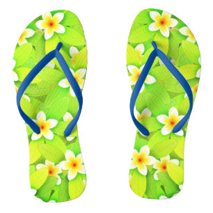 Chinelos Floral Verde Deixa Flores Amarelas Padrão-61717