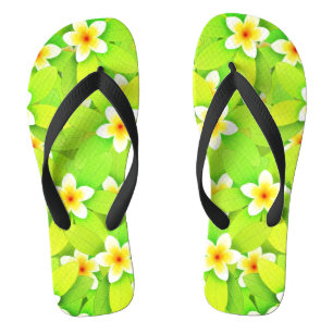 Chinelos Floral Verde Deixa Flores Amarelas Padrão-61717