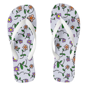 Chinelos Flores Coloridas, Padrão Floral, Folhagem, Boho