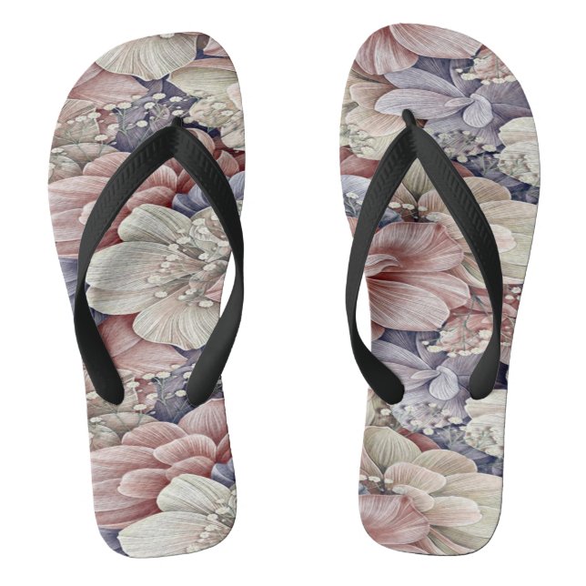 Chinelos flores cor-de-rosa floral (Pé da cama)