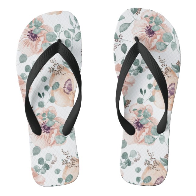 Chinelos Flores de Aquarela Chic Blush (Pé da cama)