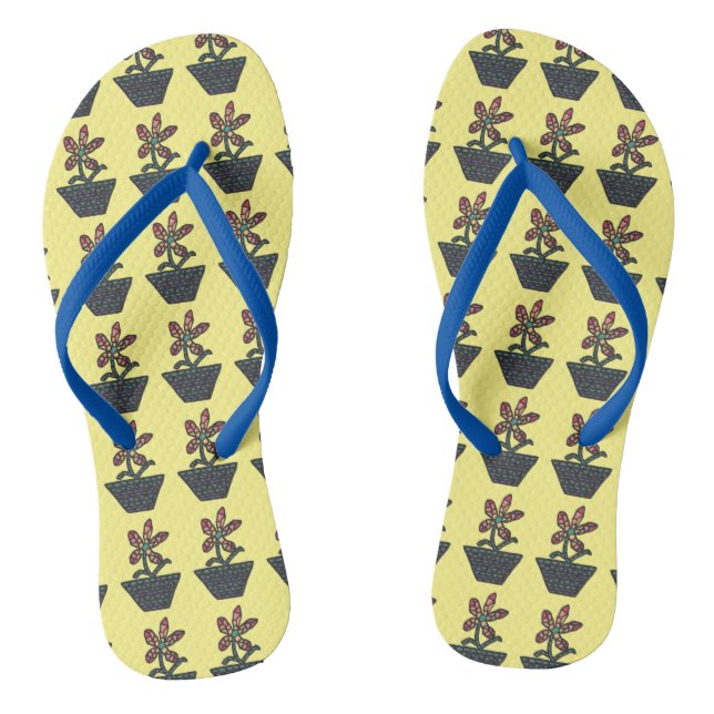 Chinelos Flores de Mosaico em Potes FlipFlops Personalizado (Pé da cama)