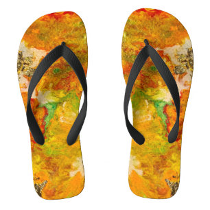Chinelos Flores de Verão Amarelo Dourado Laranja