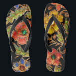 Chinelos Flores frisadas coloridas no veludo<br><div class="desc">Esta imagem frisada colorida das flores foi reunida de uma bolsa antiga frisada de veludo.</div>