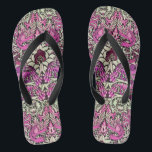 Chinelos FLORES, PACOTES E DRAGÕES, BLack branco-rosa<br><div class="desc">Design floral colorido,  elegante e clássico com espirais,  pavão,  pássaros e dragões em cor rosa,  cor violeta violeta branca,  cor branca e cor branca,  reproduzida a partir de tecidos têxteis antigos</div>