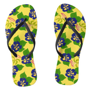 Chinelos Flores Pansy Pintadas Púrpura a Amarelo