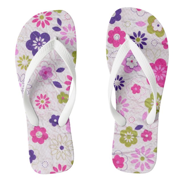 Chinelos Flores Rosa e Roxo (Pé da cama)
