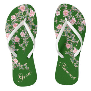 Chinelos Flores rosa florescentes Flores Inspiradoras Quote