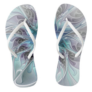 Chinelos Florescer Abstrato Moderno Fractal Flor Com Azul