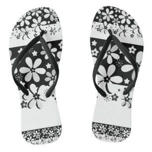 Chinelos Florim preto e branco